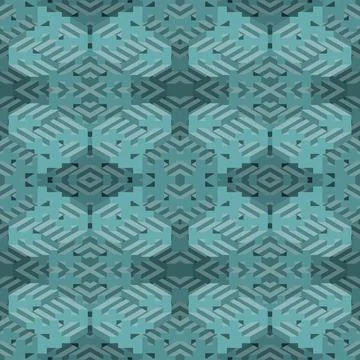 Seamless digital pattern of geometric abstract design in turquoise colors Stock Illustration