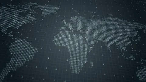Seamless Digital World Map with Animated Data Numbers and Grid 스톡 동영상 324847555