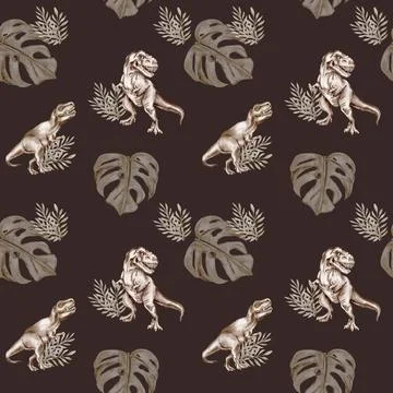 Seamless dino pattern Illustration . Design for fabric, manufacturing, baby.. Stock Illustration