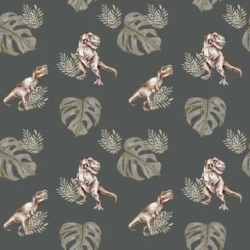 Seamless dino pattern Illustration . Design for fabric, manufacturing, baby.. Stock Illustration