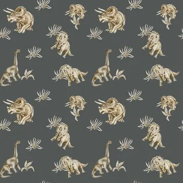 Seamless dino pattern Illustration . Design for fabric, manufacturing, baby.. Stock Illustration