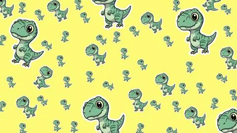 Seamless dinosaur pattern with charming velociraptor characters in clean ve.. Illustrazione stock
