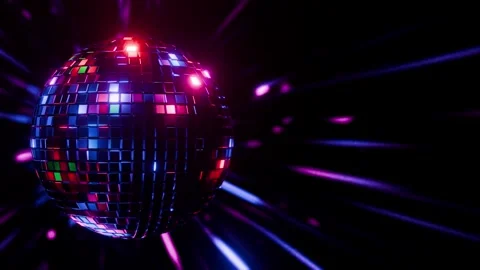 Seamless Disco Ball VJ Loop - Retro Neon Laser Rays Background for Club DJs and Stock Footage 342348699
