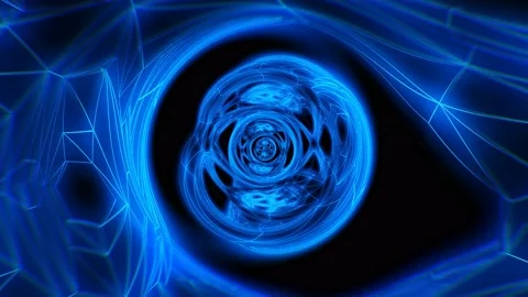 Seamless distorted spheric structure animation flying fisheye lens POV. Travel Stock Footage 186105280