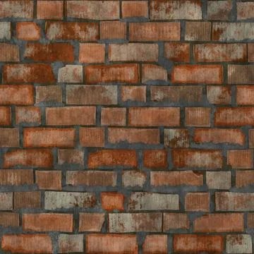 Seamless Distressed Red Brick Wall Pattern Stock Photos