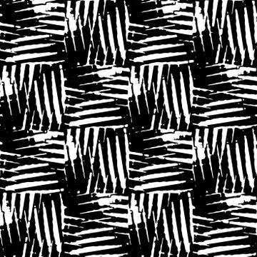 Seamless Distressed Texture Pattern. Monochrome Abstract Lines Vector. Stock Illustration