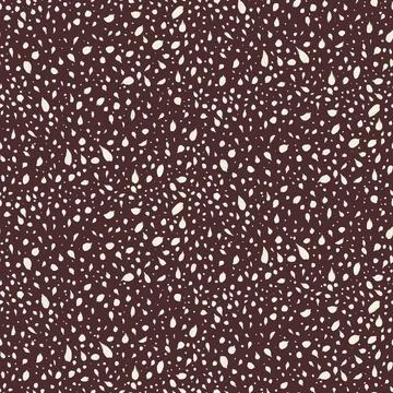 Seamless ditsy pattern with abstract white flying petals on a dark brown Stock Illustration