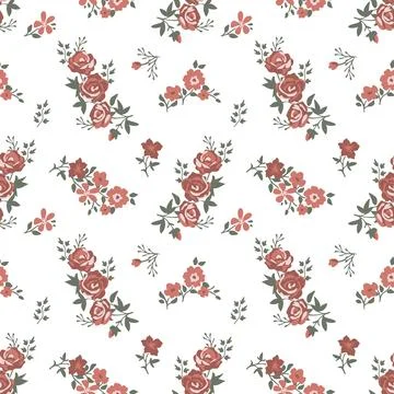 Seamless ditsy roses Stock Illustration