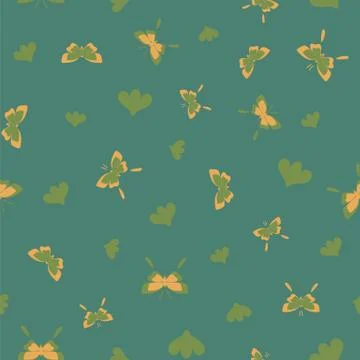 Seamless ditsy vector pattern with butterflies and simple floral shapes イラスト素材