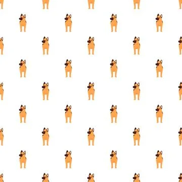 Seamless dog pattern with cute german shepherd puppies Stock Illustration