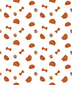 Seamless Dog Pet Pattern with Bones and Paws Stock Illustration