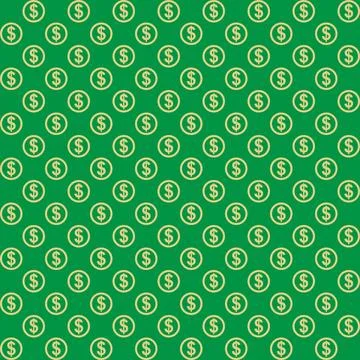 Seamless dollar pattern. Green background. Stock Illustration