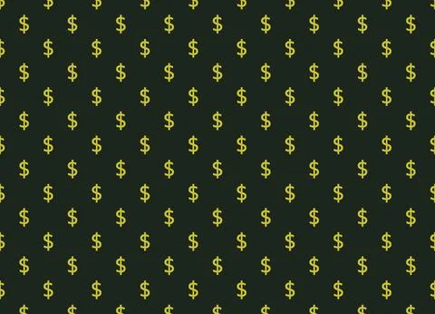 Seamless dollar sign pattern on dark background Stock Illustration