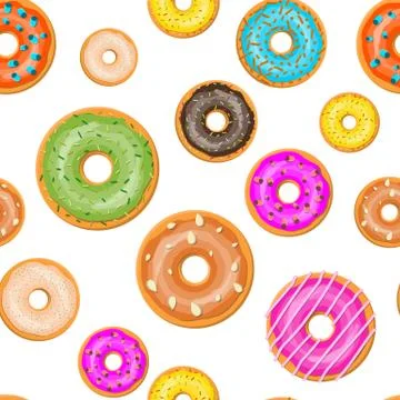 Seamless donut cake set pattern. イラスト素材