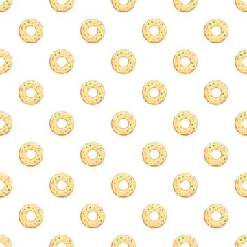 Seamless donut pattern with colorful sprinkles Stock Illustration