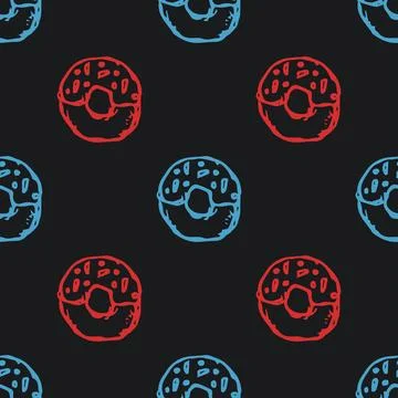 Seamless donut pattern. Doodle vector pattern with donut. donut background Stock Illustration