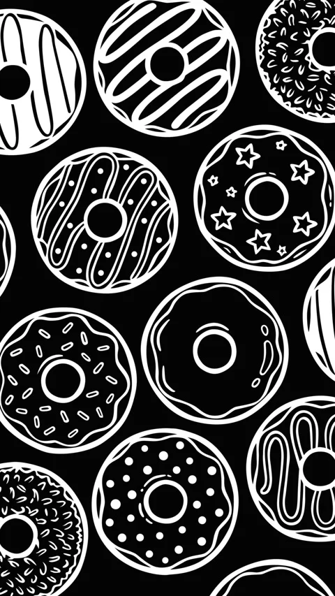 Seamless Donut Pattern Motion on Black Background 库存影片 333821688