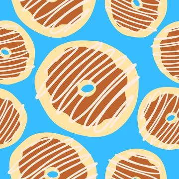 Seamless donuts pattern in cartoon flat style Stock Illustration