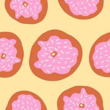 Seamless donuts pattern in cartoon flat style Stock Illustration
