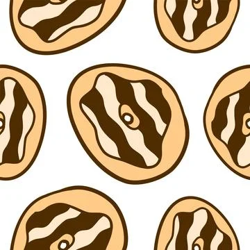 Seamless donuts pattern in cartoon flat style Stock Illustration