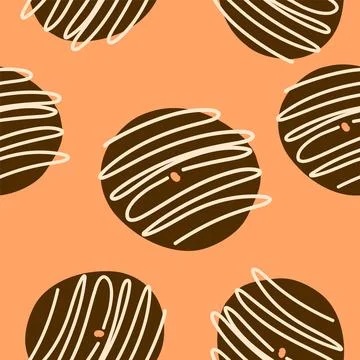 Seamless donuts pattern in cartoon flat style Stock Illustration