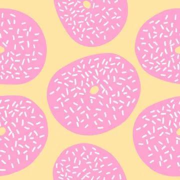Seamless donuts pattern in cartoon flat style Stock Illustration