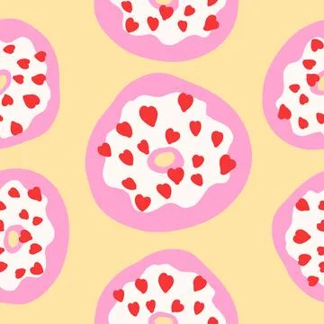 Seamless donuts pattern in cartoon flat style Stock Illustration