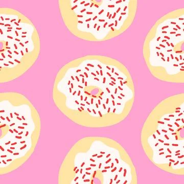 Seamless donuts pattern in cartoon flat style Illustrazione stock