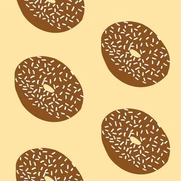 Seamless donuts pattern in cartoon flat style Stock Illustration