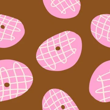 Seamless donuts pattern in cartoon flat style Stock Illustration