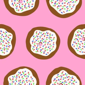 Seamless donuts pattern in cartoon flat style Stock Illustration