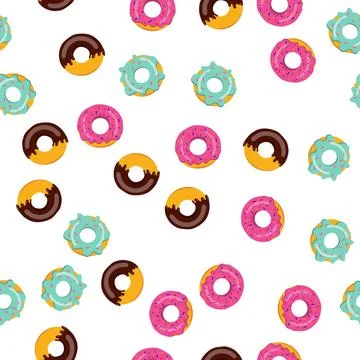 Seamless donuts pattern. vector illustration on a white background. Stock Illustration