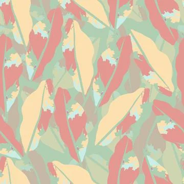 Seamless doodle abstract leafs pattern background , greeting card or fabric Stock Illustration