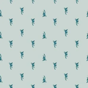 Seamless doodle animal pattern with navy blue little frog ornament. Grey back イラスト素材