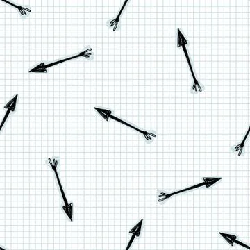 Seamless doodle arrow sketches vector pattern. Simple hand drawn narrow scribble Stock Illustration
