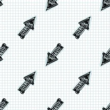 Seamless doodle arrow sketches vector pattern. Simple hand drawn narrow scribble Stock Illustration