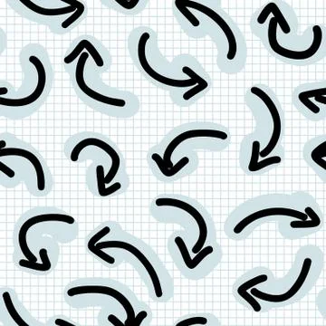 Seamless doodle arrow sketches vector pattern. Simple hand drawn narrow scribble Stock Illustration