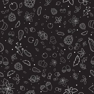 A Seamless Doodle art Pattern for Thanksgiving. A Seamless Pattern of Leave.. 库存插图