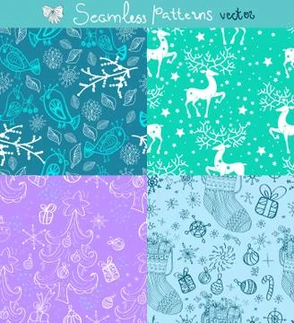 Seamless doodle background set Stock Illustration