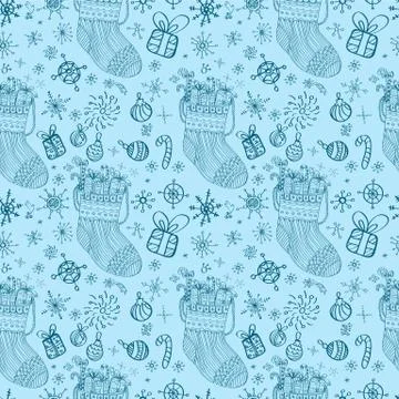 Seamless doodle background with socks Stock Illustration