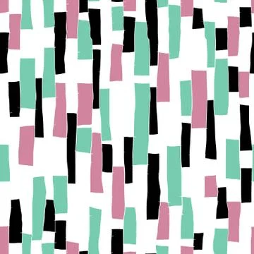 Seamless doodle blocks vertical stripes patchwork pattern Stock Illustration