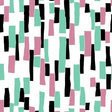Seamless doodle blocks vertical stripes patchwork pattern 库存插图
