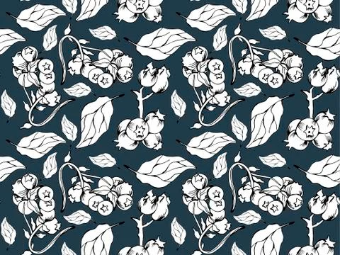 Seamless doodle blueberry pattern Stock Illustration