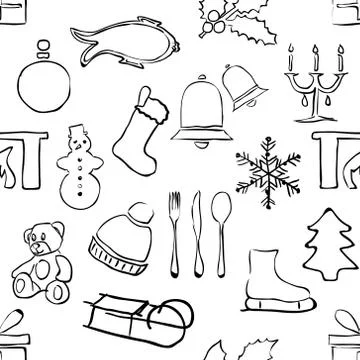 Seamless doodle christmas pattern Stock Illustration