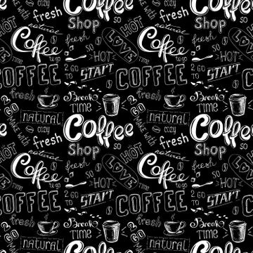 Seamless doodle coffee pattern background Stock Illustration