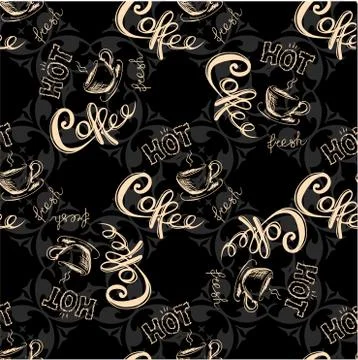Seamless doodle coffee pattern Stock Illustration