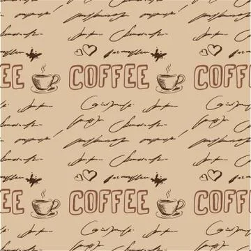 Seamless doodle coffee pattern Stock Illustration