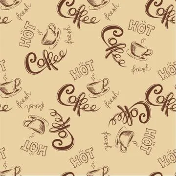 Seamless doodle coffee pattern Stock Illustration