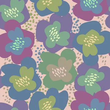 Seamless doodle colourful blooms pattern background , greeting card or fabric Stock Illustration