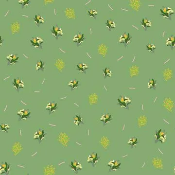 Seamless doodle cute and tiny flowers pattern background , greeting card or f Stock Illustration